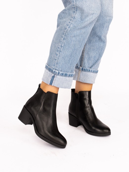 Leather Ankle Boots with Heel