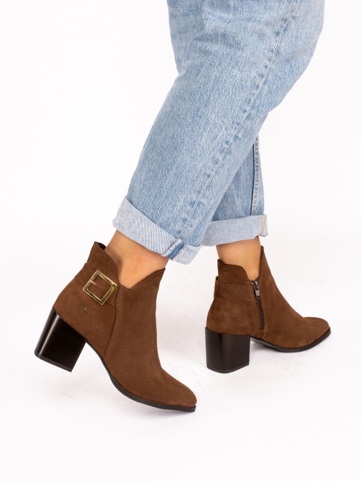 Suede Heeled Ankle Boot