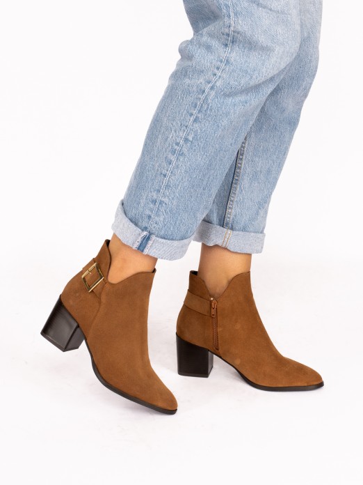 Suede Heeled Ankle Boot