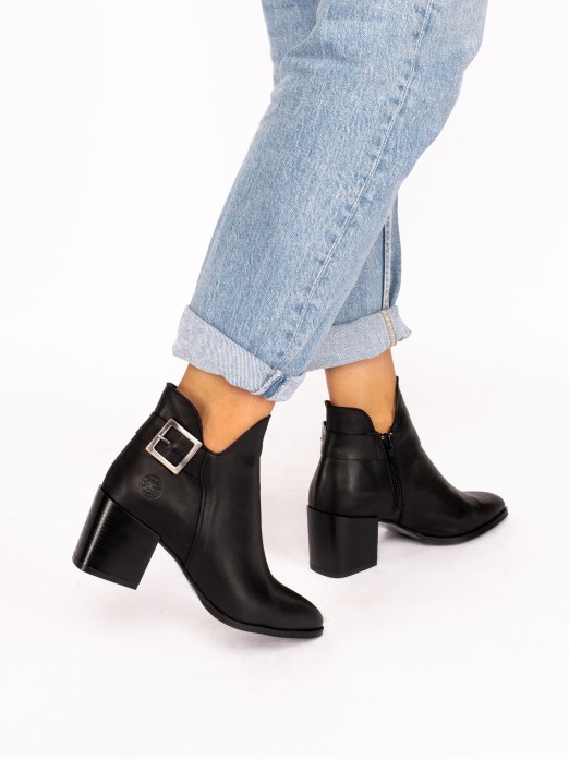 Leather Heeled Ankle Boot