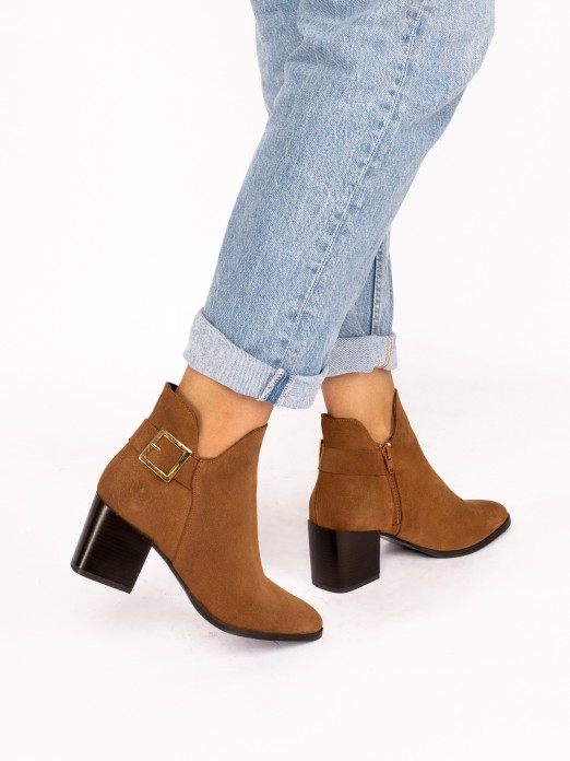 Suede Heeled Ankle Boot