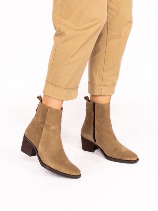 Western-Style Ankle Boot in Suede