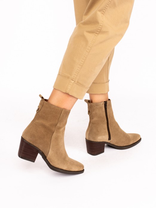 Western-Style Ankle Boot in Suede