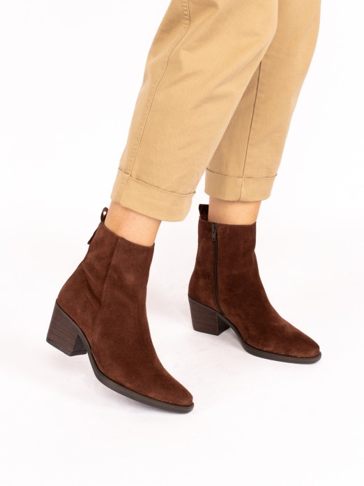 Western-Style Ankle Boot in Suede