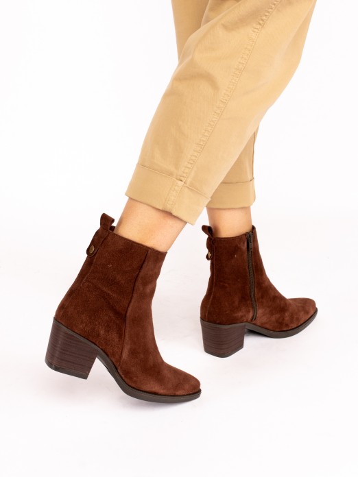 Western-Style Ankle Boot in Suede