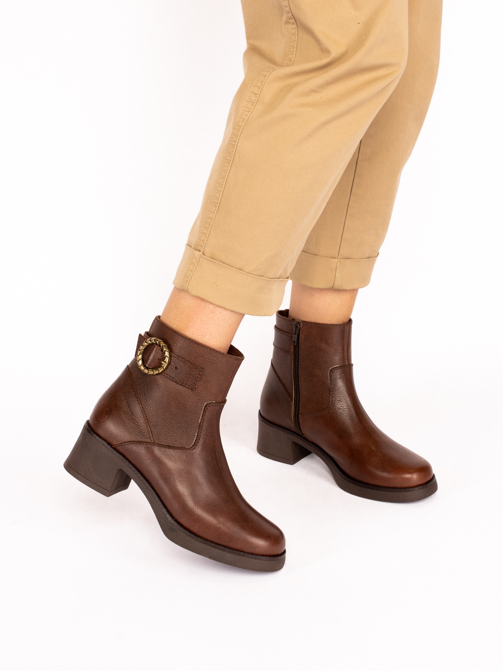 Heeled Ankle Boot in Leather