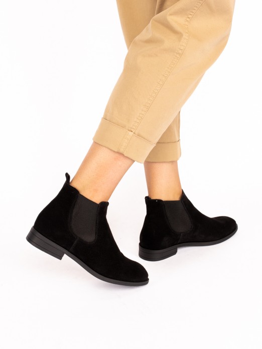 Suede Elastic Ankle Boot