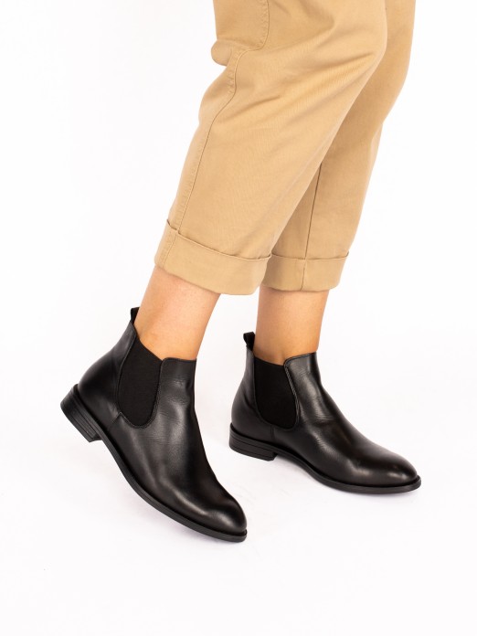 Leather Elastic Ankle Boot