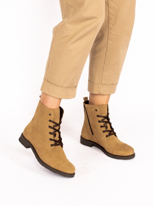 Suede Lace-Up Ankle Boot