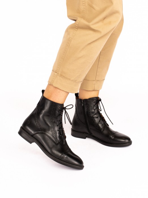 Leather Oxford Ankle Boots