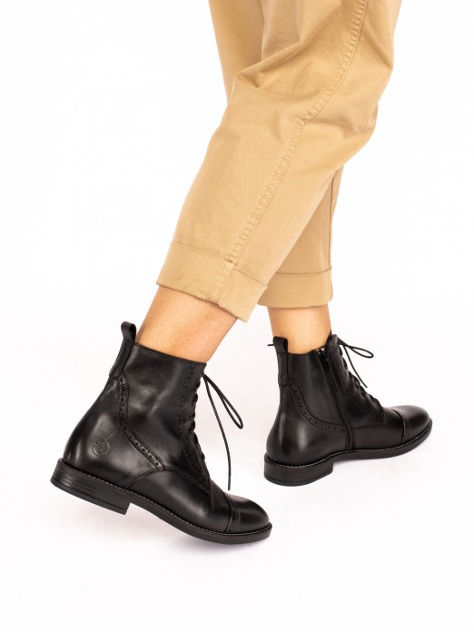 Leather Oxford Ankle Boots