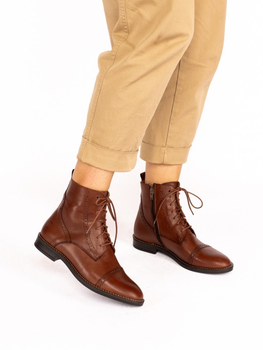 Leather Oxford Ankle Boots