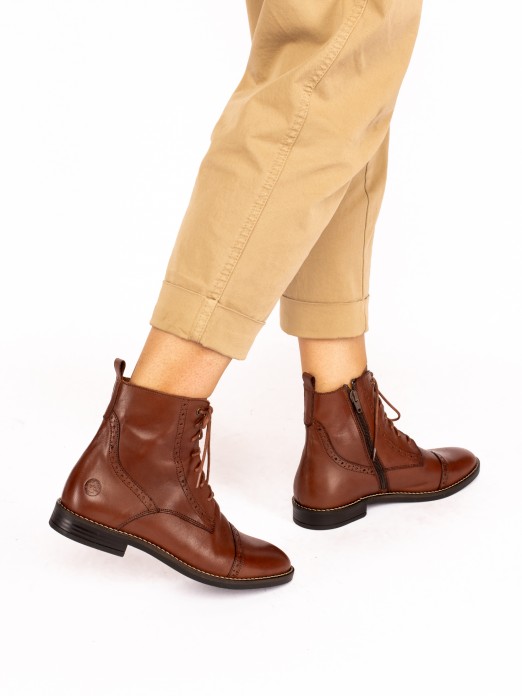 Leather Oxford Ankle Boots