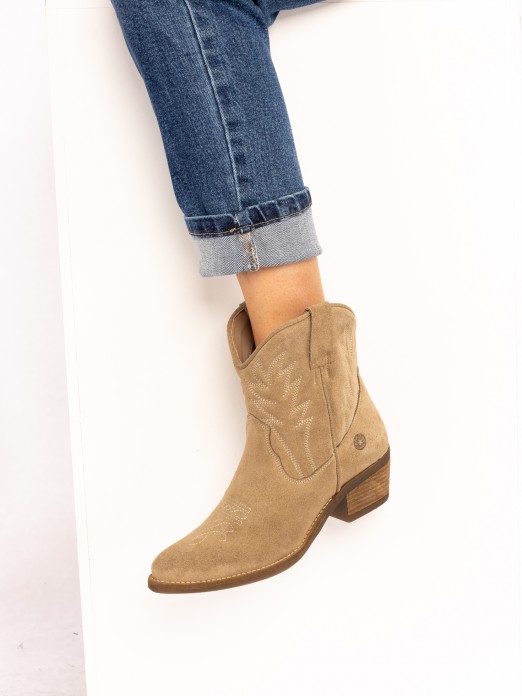 Embroidered Suede Texan Boot