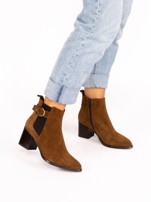 Suede Boot with Buckle