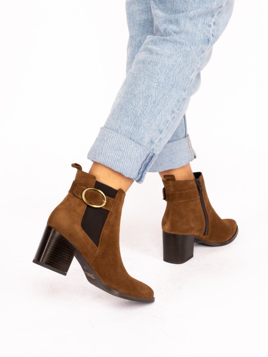 Suede Boot with Buckle