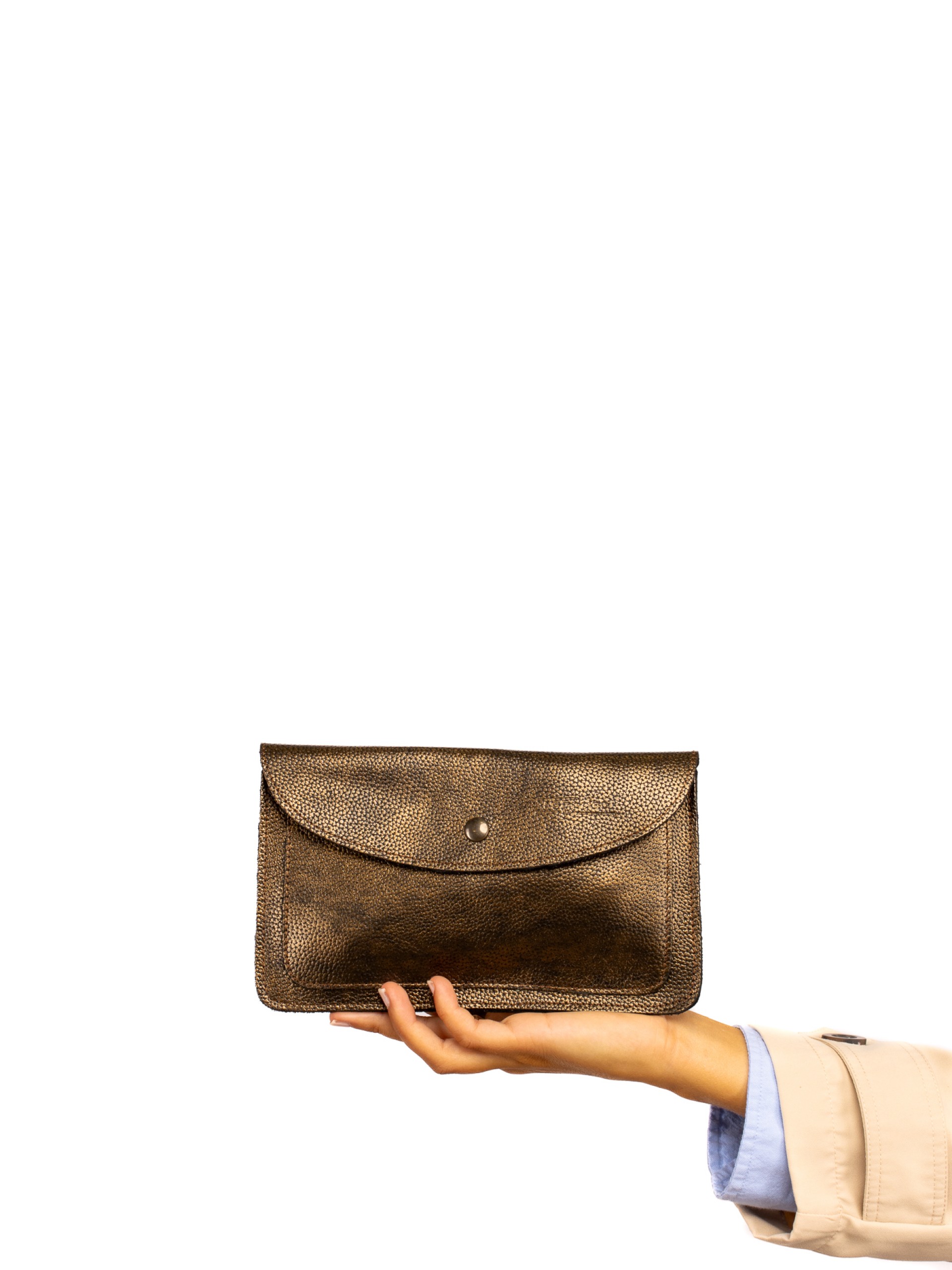 Metallic Embossed Leather Wallet