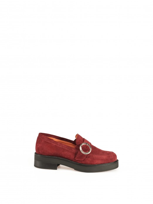 Chunky Heel Loafers in Suede