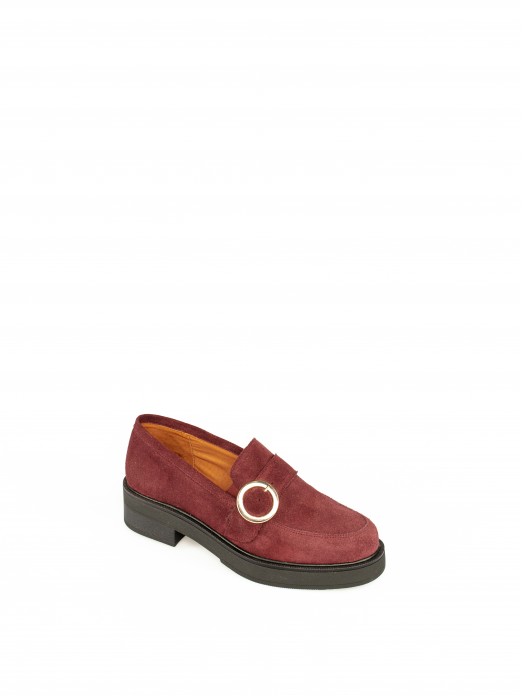 Chunky Heel Loafers in Suede