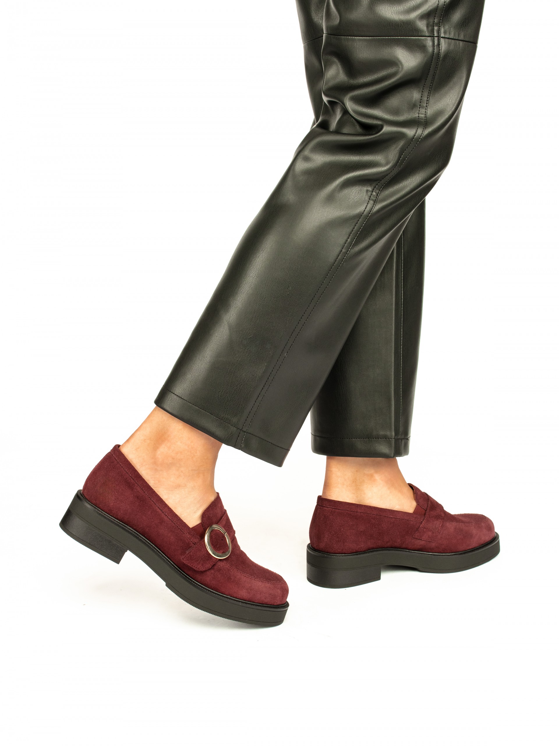 Chunky Heel Loafers in Suede