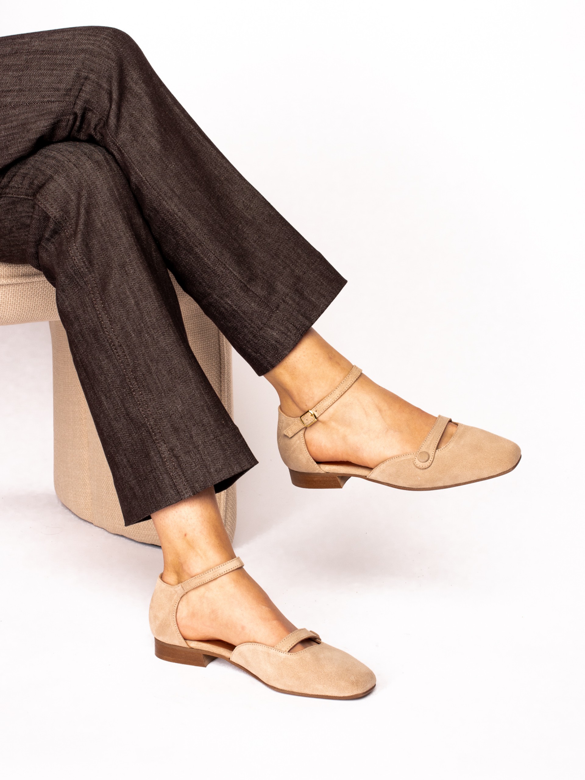 Suede button detail shoe