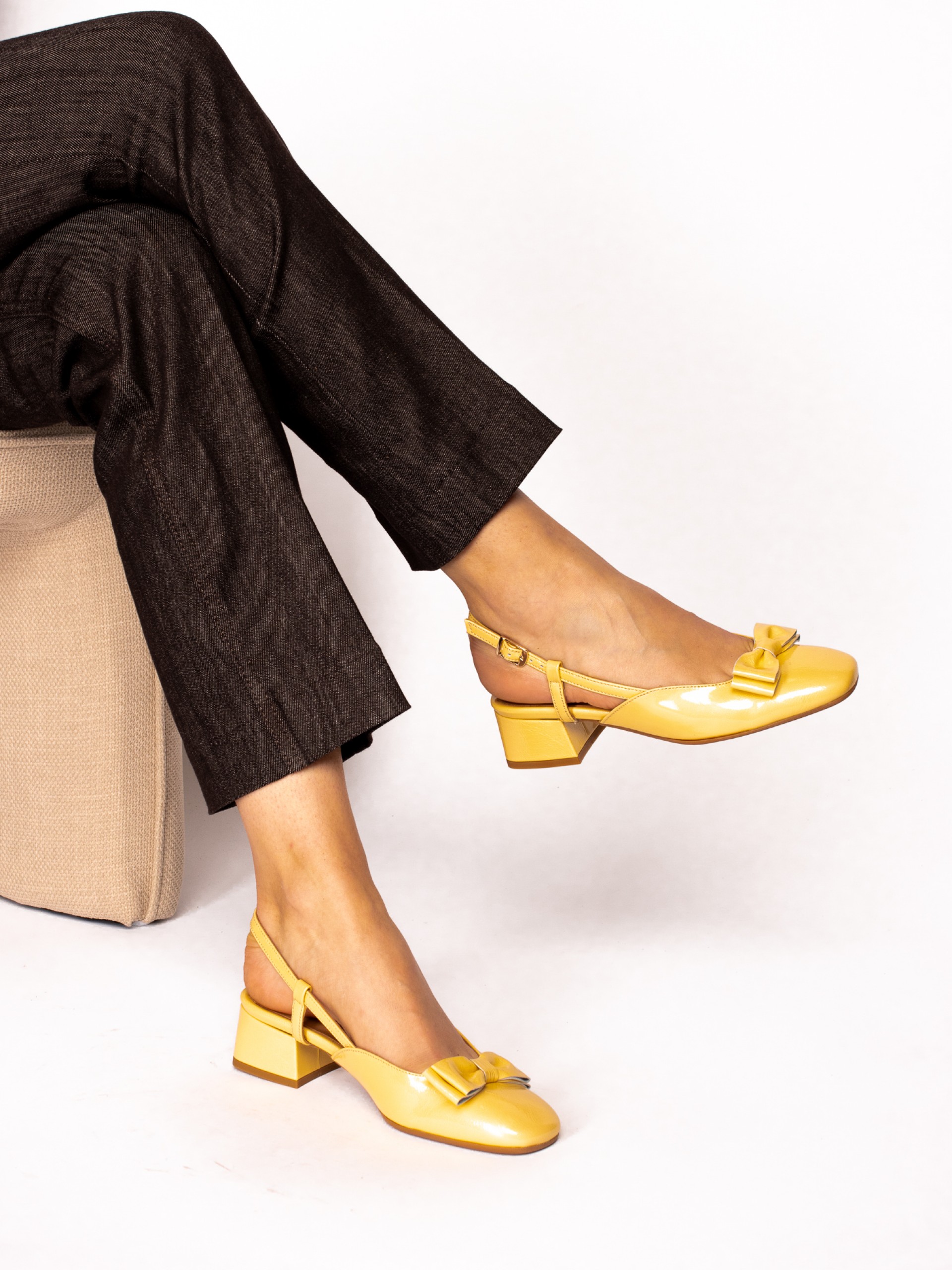 Patent Heel Shoe with bow detail