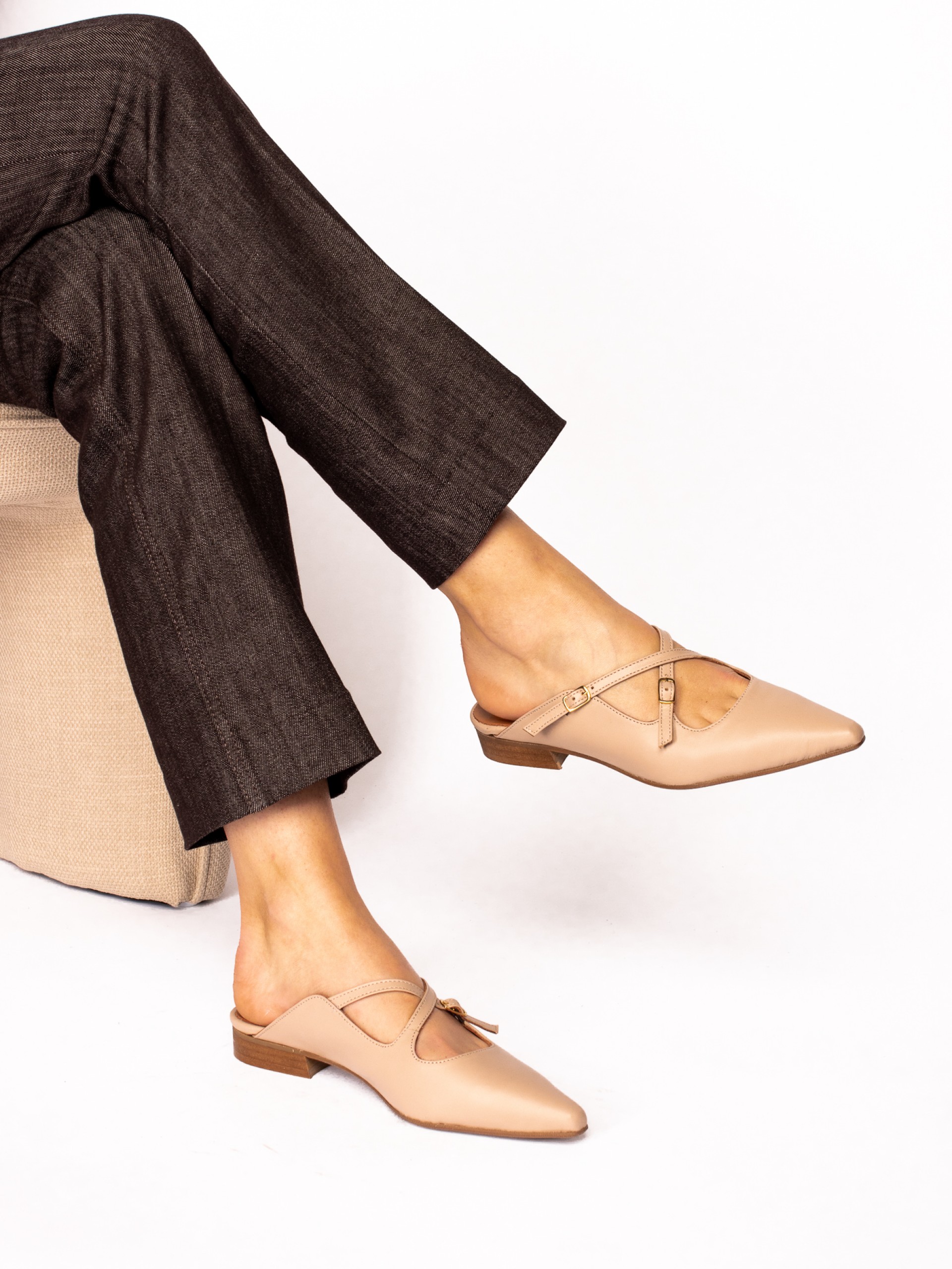 Leather Mule with Buckles