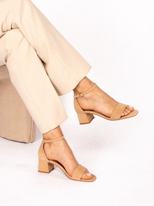 Suede Heel Sandal