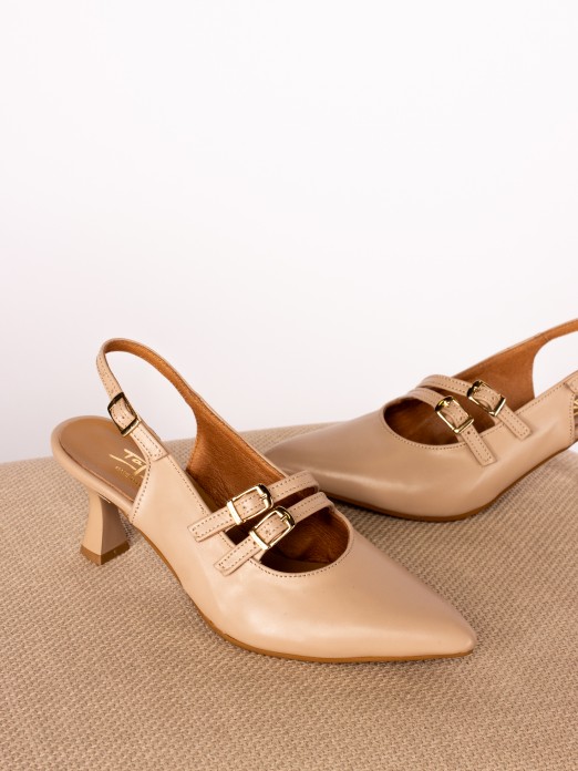 Mule com Salto em Pele