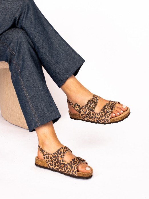 Sandlia Bio com Fivelas Animal Print