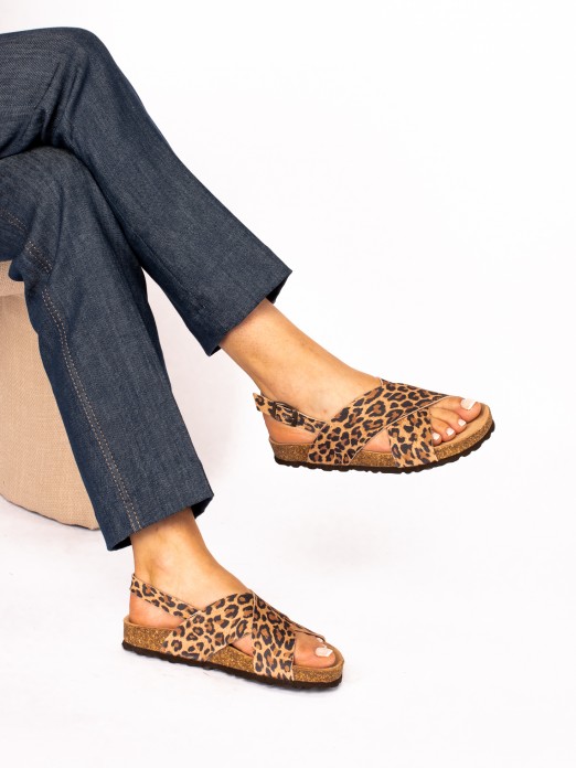 Sandlia Bio Cruzada em Camura Animal Print