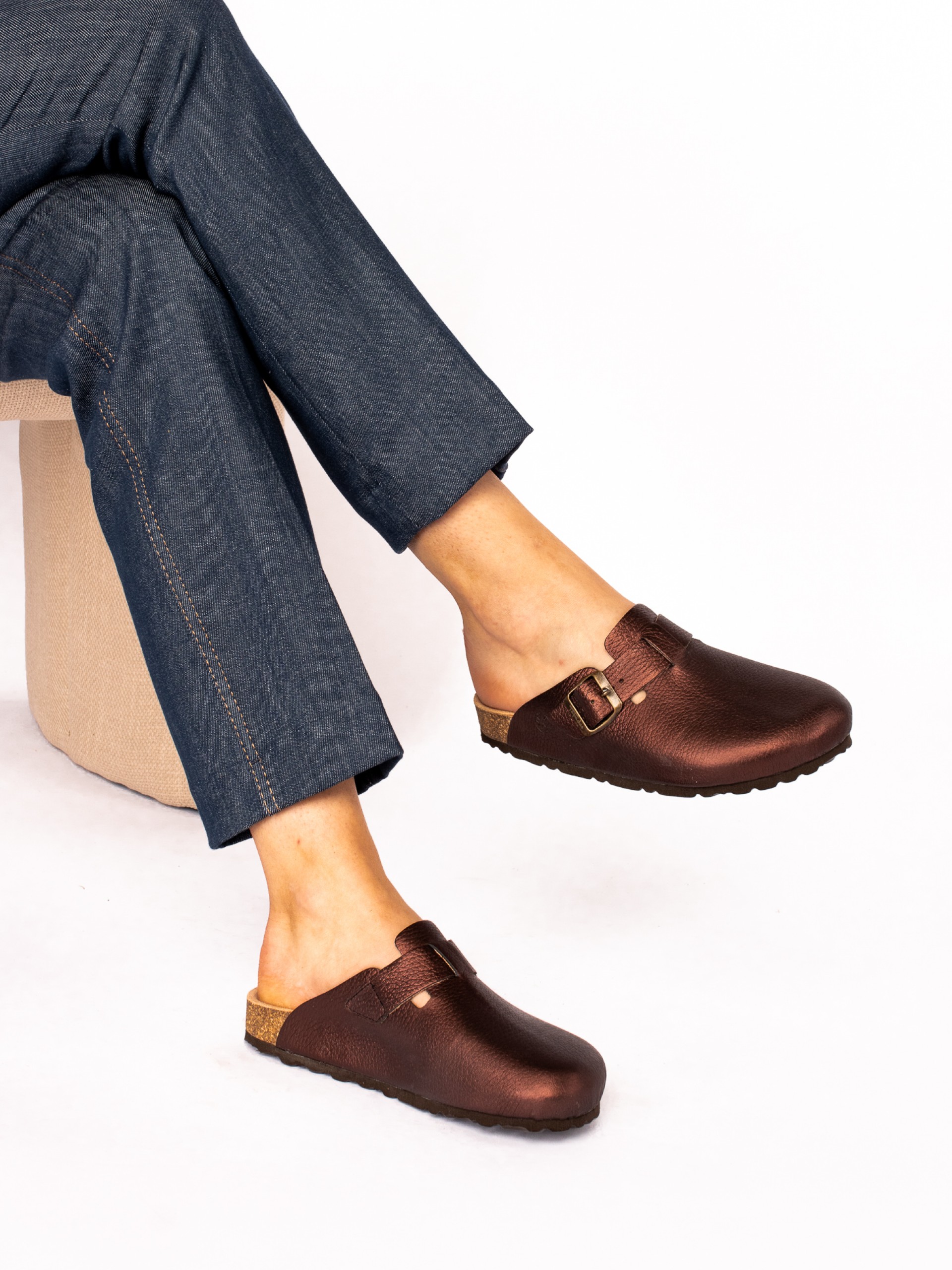 Clogs em Pele Metalizada