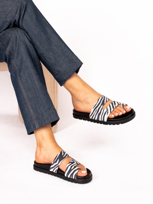 Chinelo Bio em Pele padro Animal Print