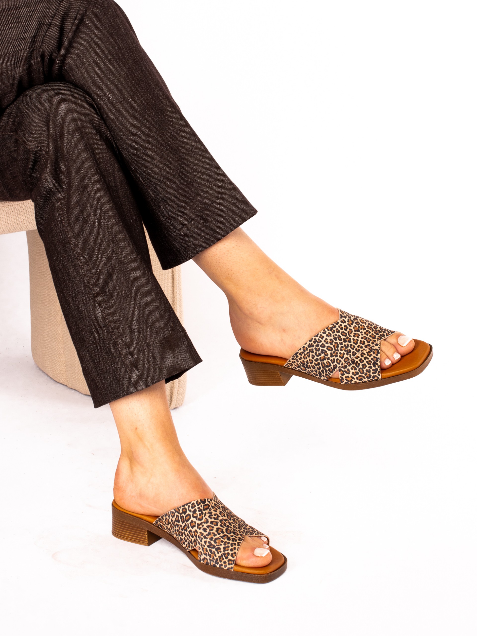 Animal Print Heel Flip Flops