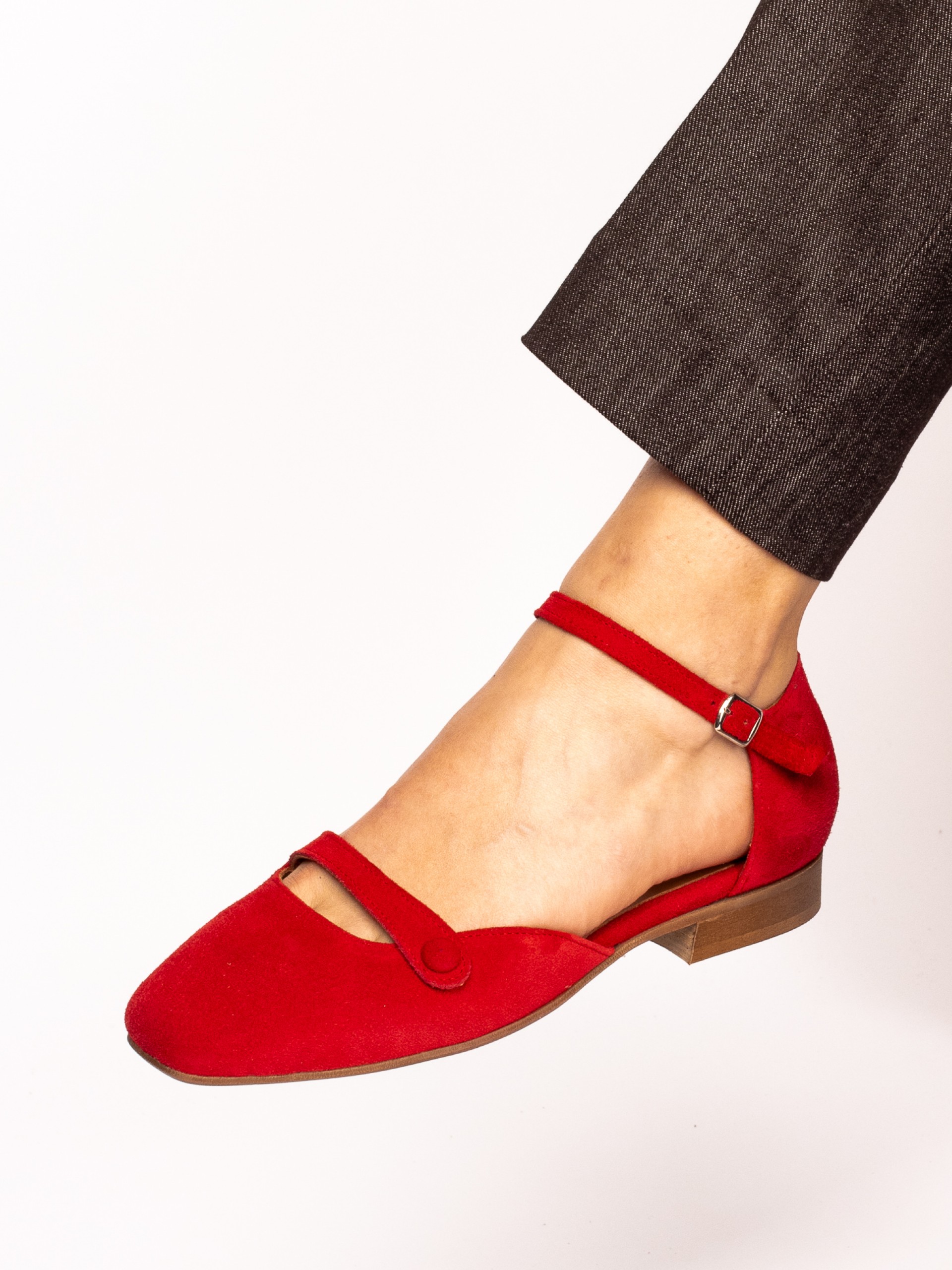 Suede button detail shoe