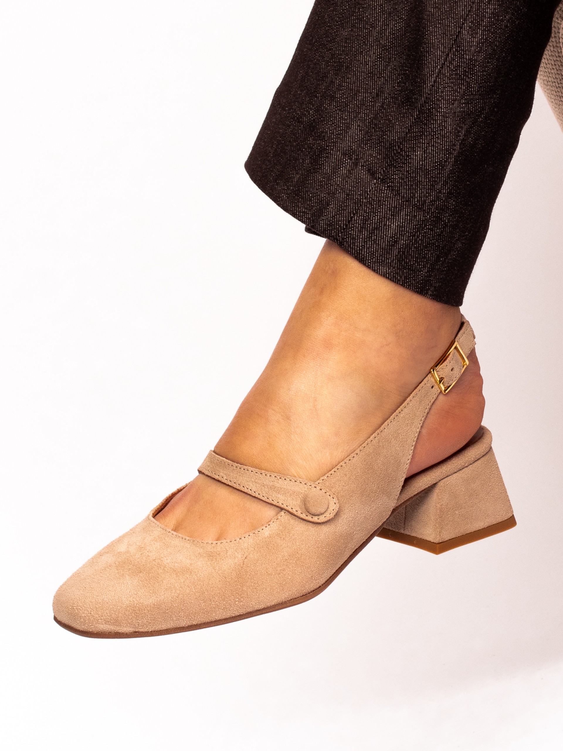 Suede Mid Heel Shoe