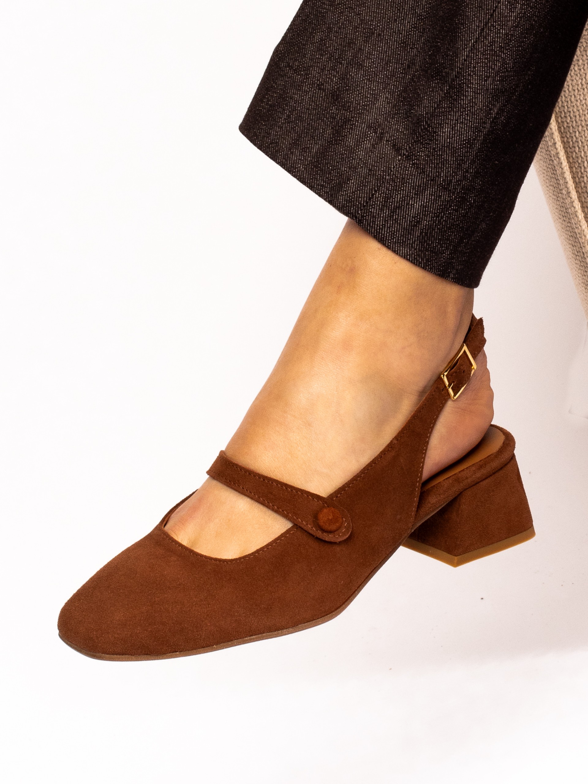 Suede Mid Heel Shoe