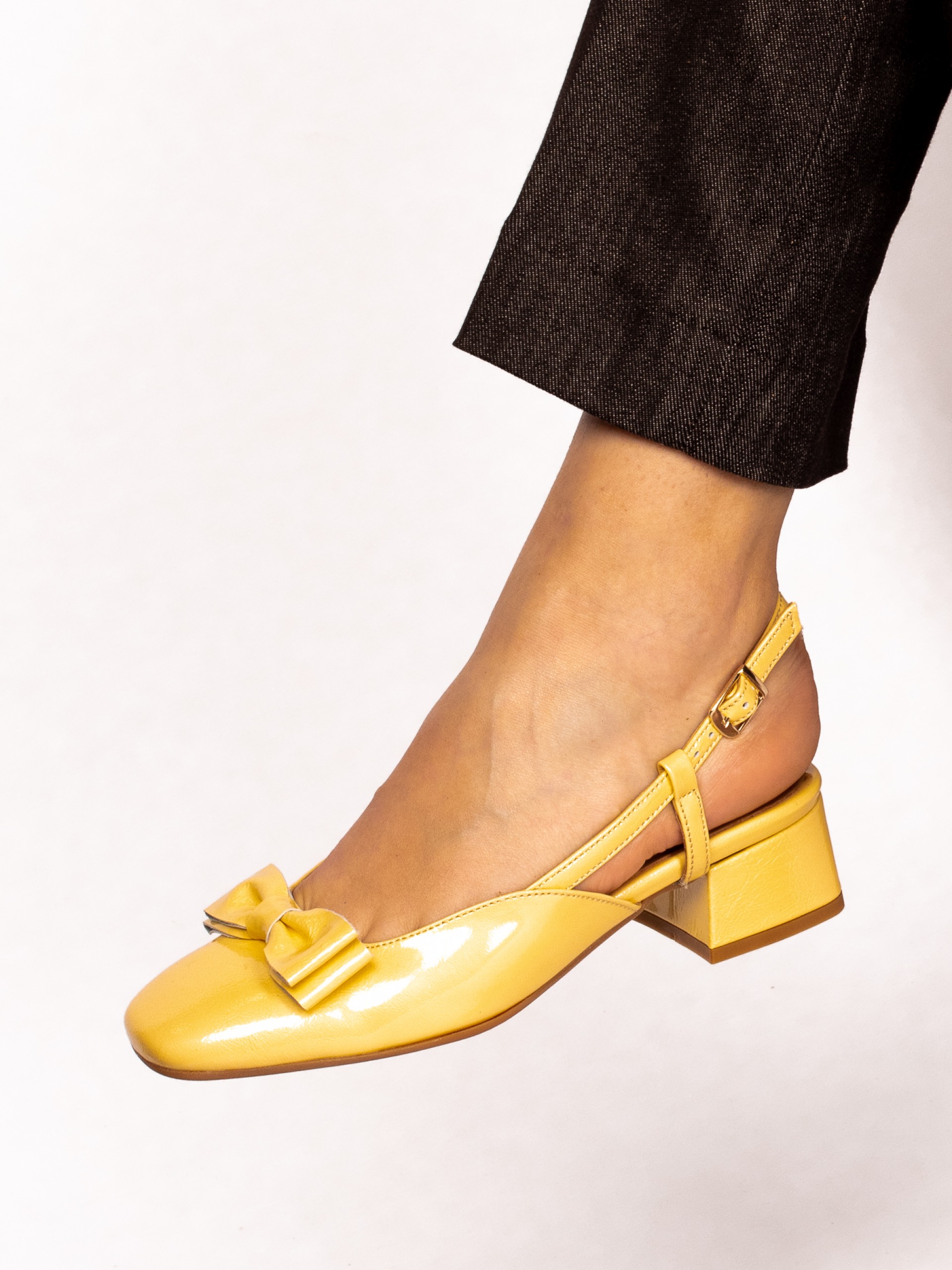 Patent Heel Shoe with bow detail