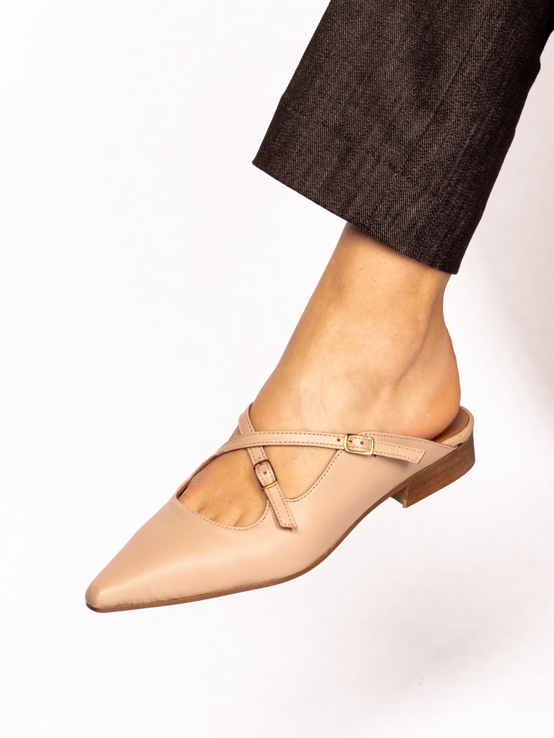 Leather Mule with Buckles