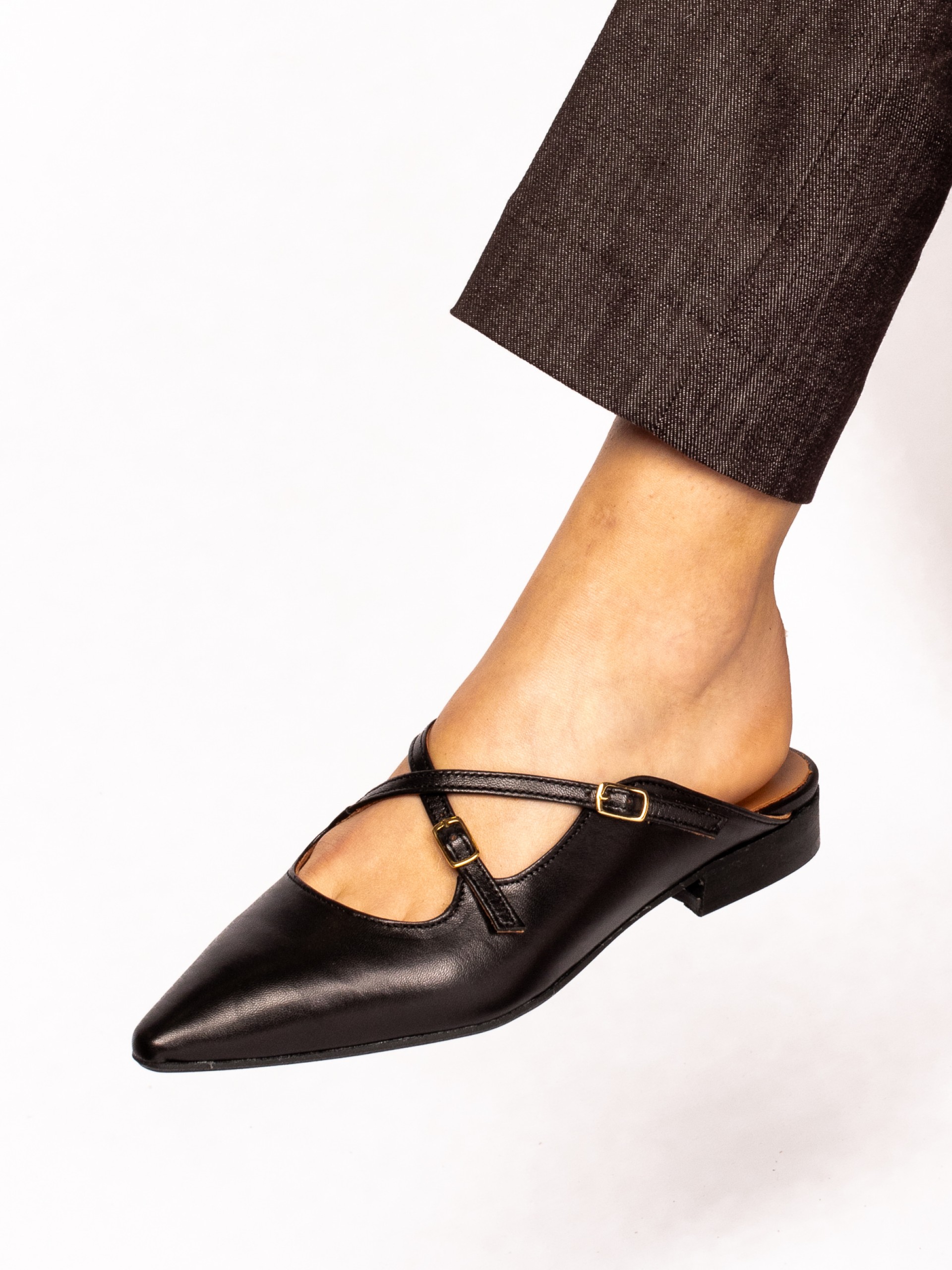 Leather Mule with Buckles