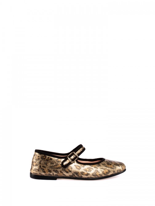 Sabrina Estilo Mary Jane em Tecido Animal Print