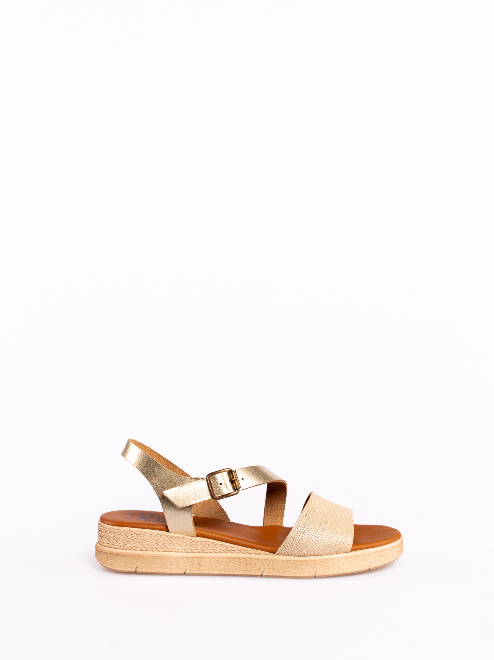 Comfort Wedge Sandal in Combined Leather