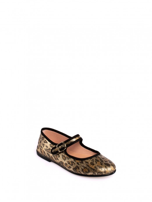 Sabrina Estilo Mary Jane em Tecido Animal Print