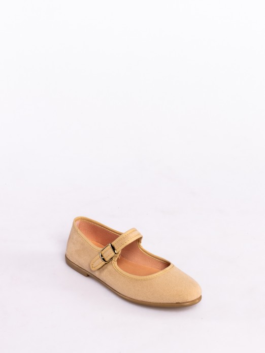 Mary Jane style flat shoes in fabric