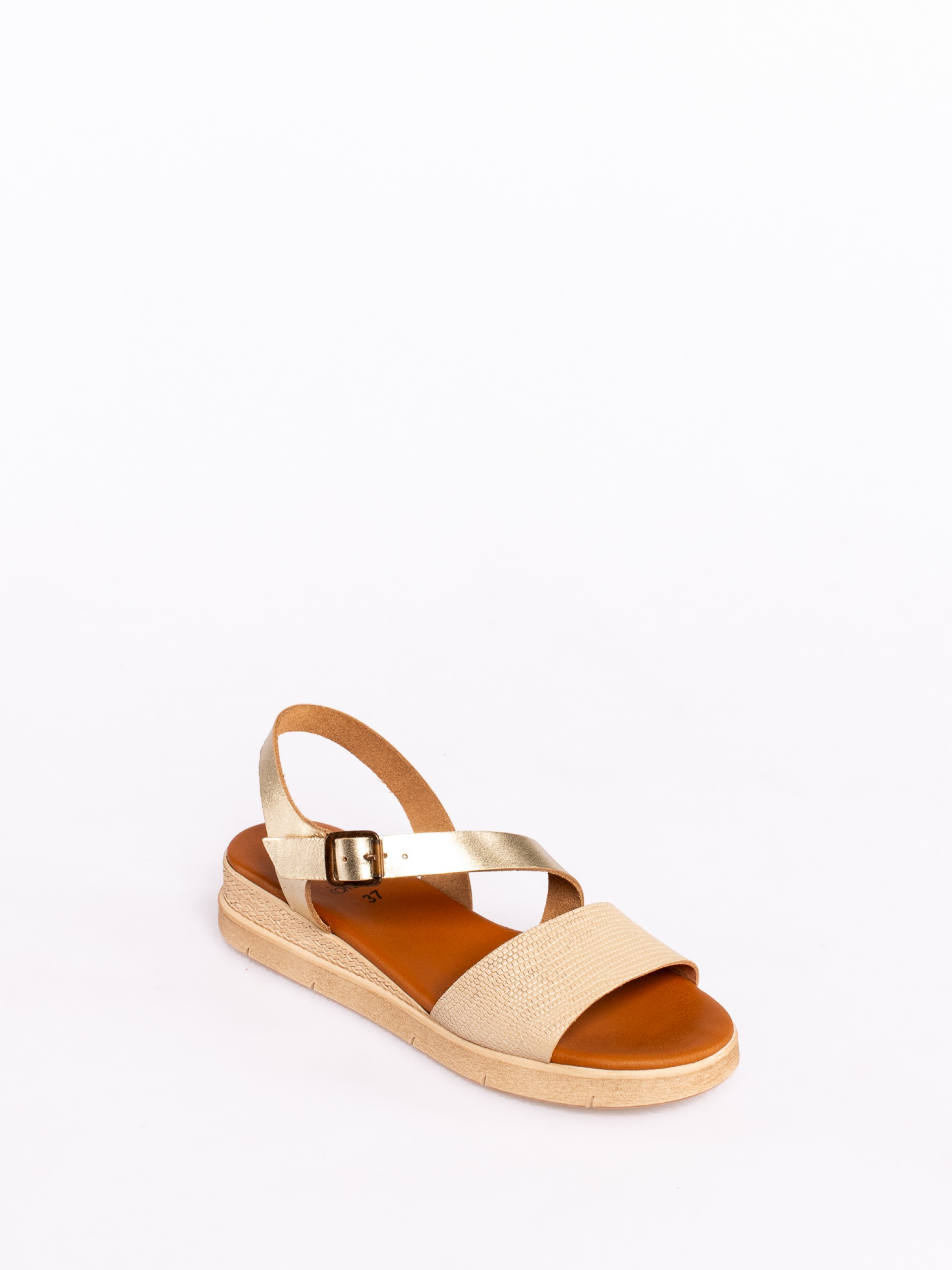 Comfort Wedge Sandal in Combined Leather