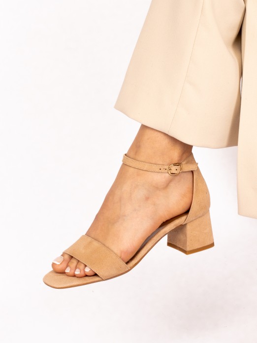 Suede Heel Sandal