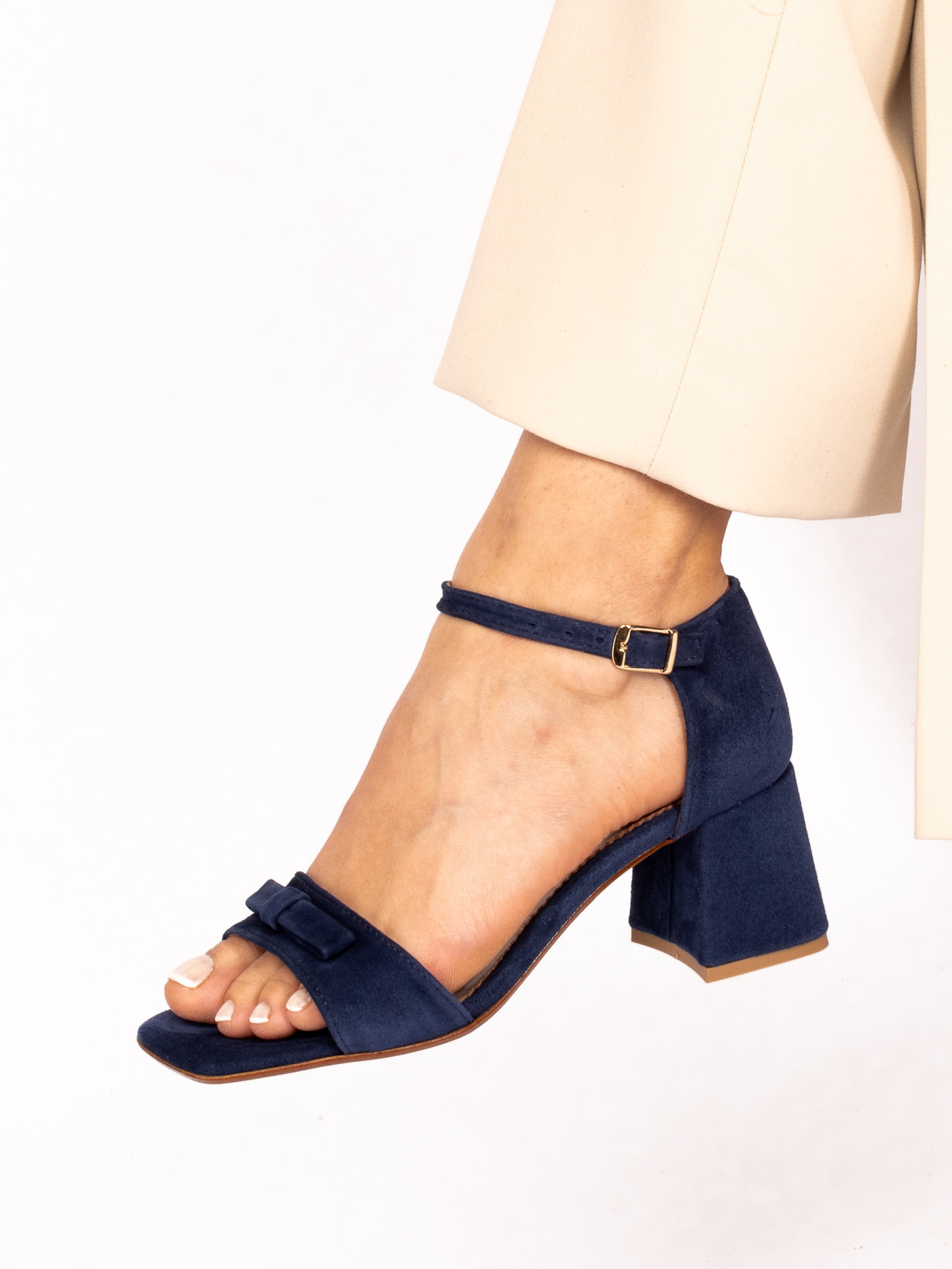 High Heel Sandal with Bow Detail in Suede