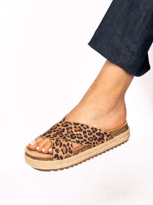 Chinela Bio Plataforma em Animal Print