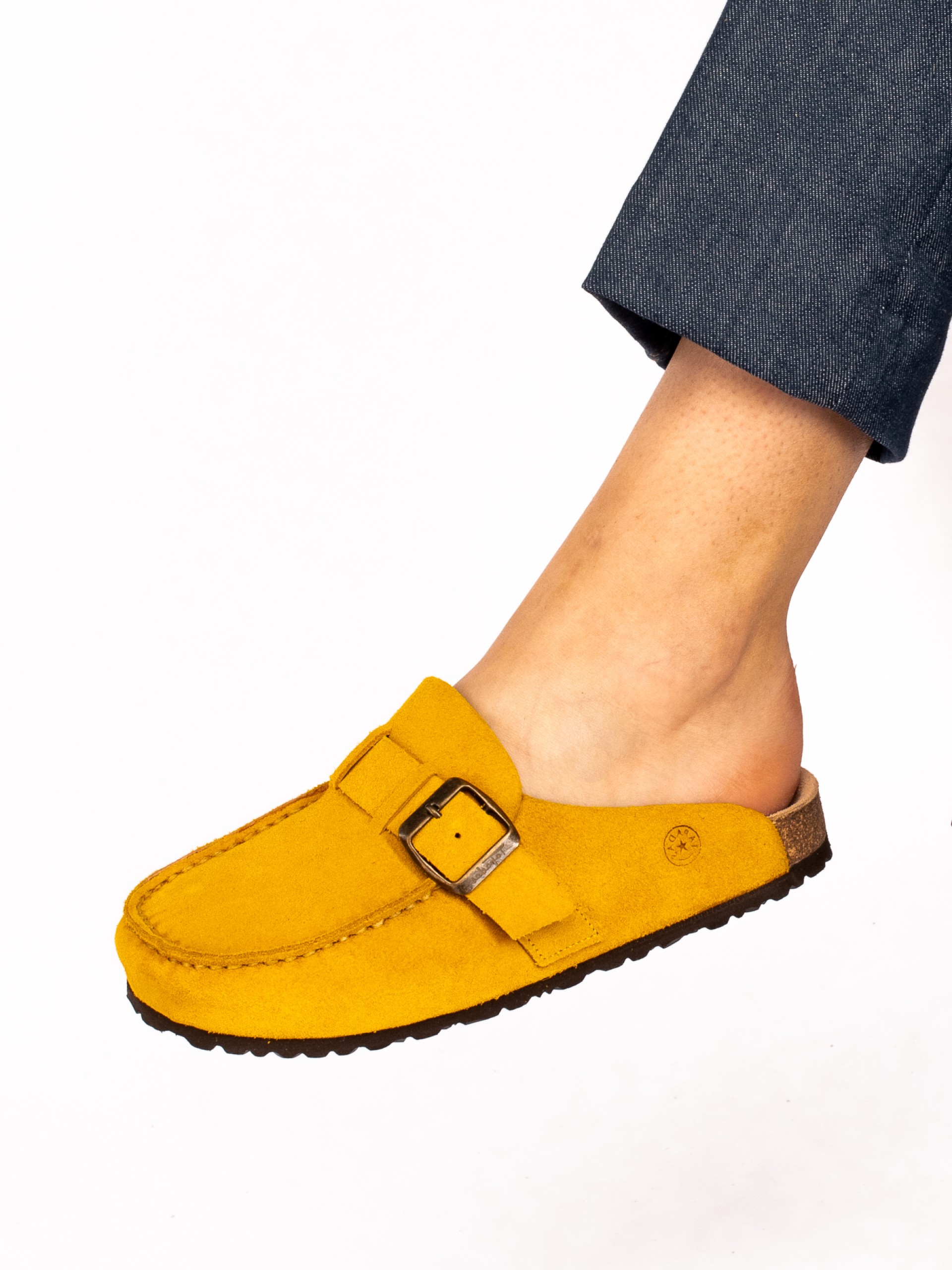 Suede Clogs with Buckle