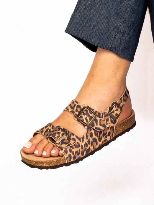 Sandlia Bio com Fivelas Animal Print